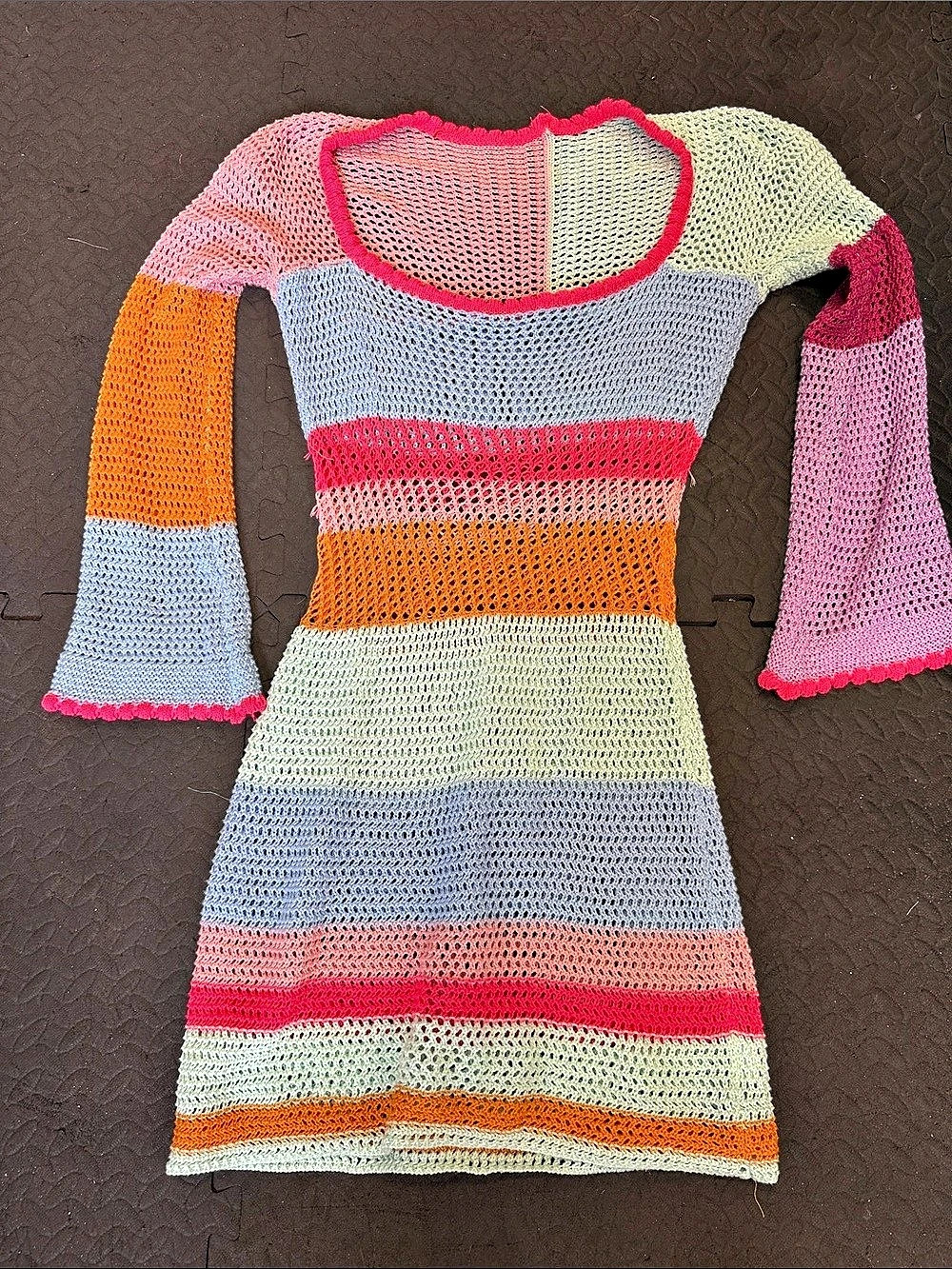 Color Block Mini Dress in Pink & Blue Like New swimsuit coverup